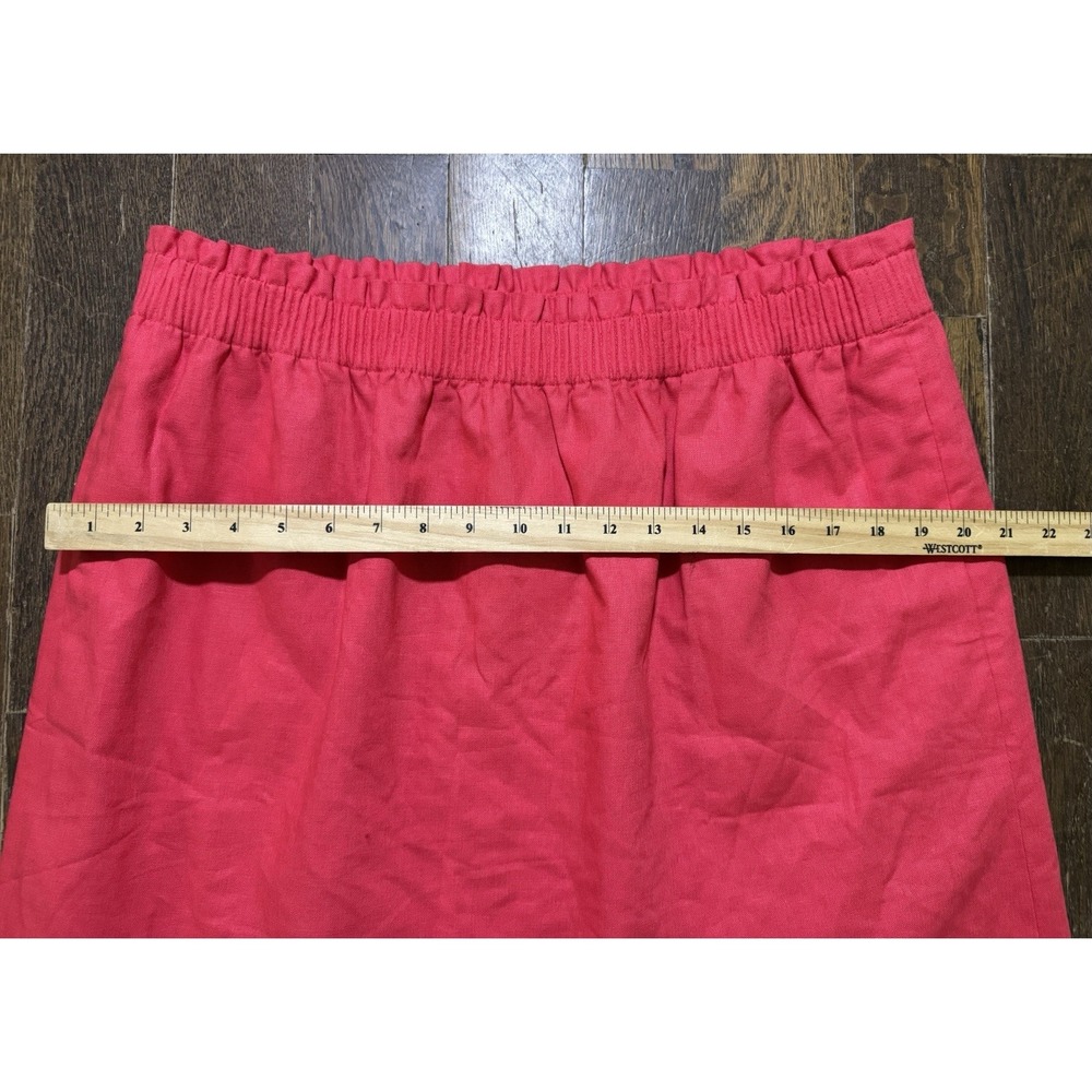 J. Crew Skirt Womens Size 16 Red Linen Blend Midi Pockets Preppy BF230 NEW - Picture 5 of 10